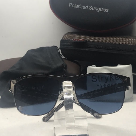 Stryker Polarized sunglass  black/gold & Gray lens - Picture 2 of 8